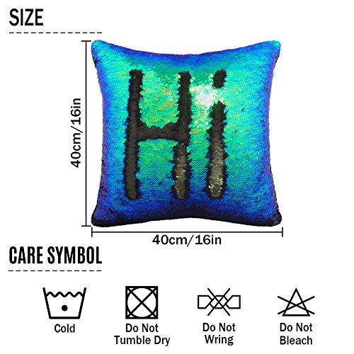 Play Tailor Sequin Pillow Cover Cushion Covers 16X16In Flip Sequins Decorative Throw Pillow Case, Black And Fantasic Green #TOP6