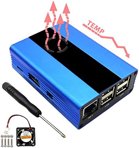 Eleduino Raspberry Pi 3, 2 and B+ Case Aluminum with Fan (Blue)