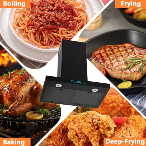 Image of Range Hood 30 inch, Heavy Duty 900 CFM, Wall Mount Range Hood with Ducted Convertible Ducted, Stainless Steel range hood With 4 Speed Gesture Sensing & 2 Pcs Adjustable Lights