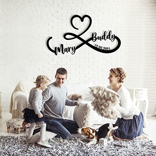 Exunart Personalized Family Name Sign Custom Infinity Heart Sign Name Sign Wall Hanging With Couples Names-Eternity Symbol For Anniversary And Wedding-Heart Personalized Infinity Symbol(15"-36") #TOP3