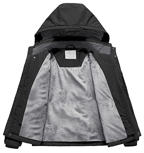 Pursky Boy's Winter Coats Fleece Lined Rain Outdoor Ski Snow Jacket Black 14/16 #TOP2