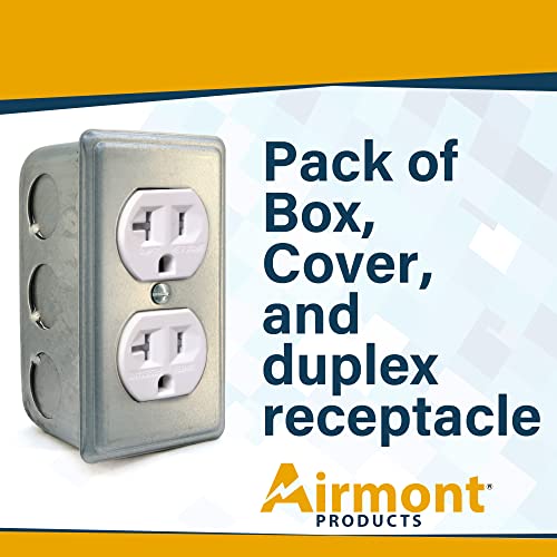 Outlet Box Kit, 2X4'' Utility Electrical Box, Tamper Resistant 20 Amp Duplex Receptacle Outlet, Duplex Receptacle 2X4'' Cover, Green Pigtail Grounding Wire And Screw, Ten 1/2'' Knockouts #TOP6