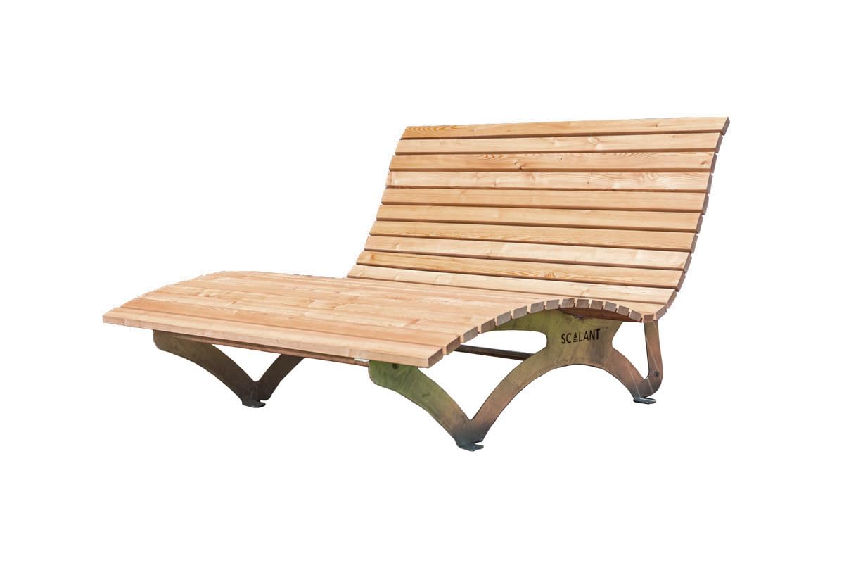 Waldsofa Classic, Lärche, für 2-3 Personen, Sonnenliege, Außenliege, Wellenliege, Relaxliege, Holzliege für den Garten, feuerverzinkt