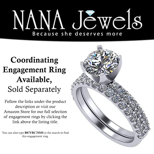 Nana Jewels Womens Pure Brilliance Zirconia Wedding Band Cz Ring - Platinum Plated Silver, Size 8 #TOP4