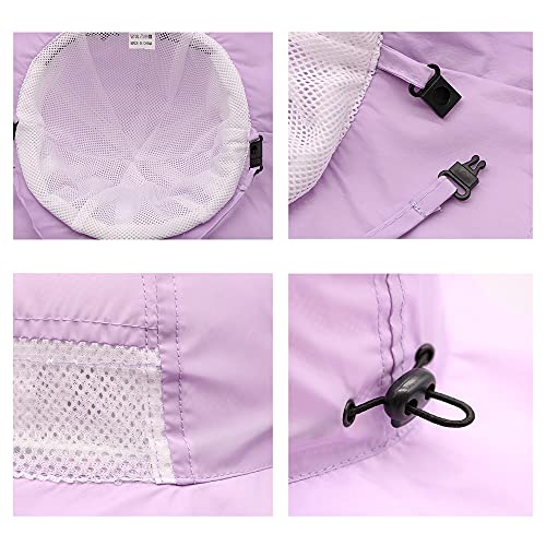 Jerague Adjustable Kids Toddler Baby Girl Sun Hat Breathable & Wide Brim Summer Beach Swim Hats Light Purple #TOP3