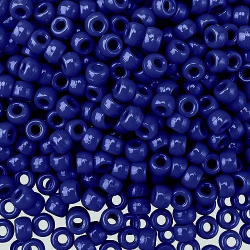 QPIXVB 1100PCS Blue Pony Beads,Blue Beads for Bracelets,Pony Bead for Jewelry Making and Crafts,Small Plastic Barrel Friendship Bracelet Bead