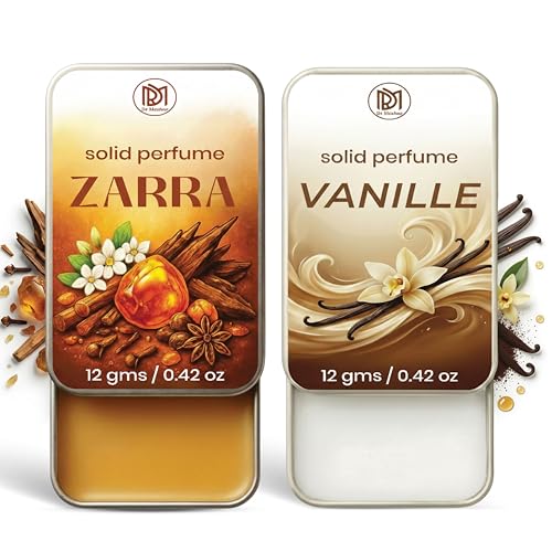 Image of Dr.Mashur Solid Perfume |zarra&Vanille Alcohol Free Wax Perfume Balm, Long Lasting | Pocket Tin 12g, Pack Of 2| Non Greasy Smooth Glide, Travel Friendly Men And Women
