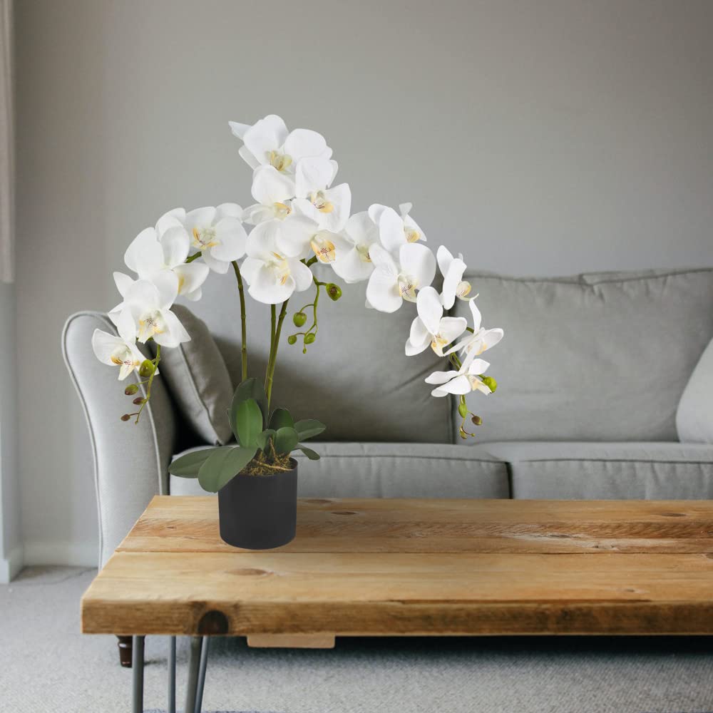 Decovego Orchidée Plante Artificielle Artificiel avec Pot 65cm Blanc