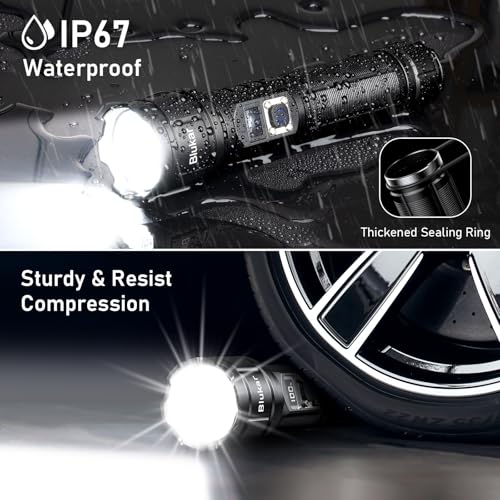 Image of Blukar Torch LED USB C Rechargeable, 500,000 Lumens, Zoomable Tactical Flashlight with 5 Light Modes, IP67 Waterproof for Camping, Outdoor, Emergency