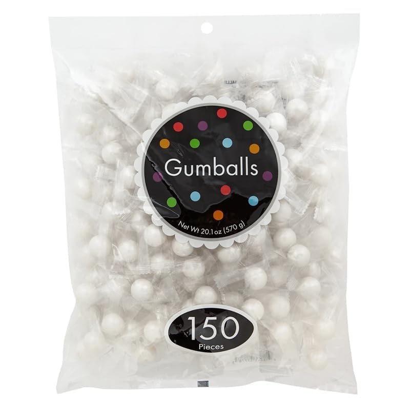 Bayside Candy Wrapped Gumballs – Assorted Flavors and Colors (80.4 oz (600ct), Shimmer White Fruit)