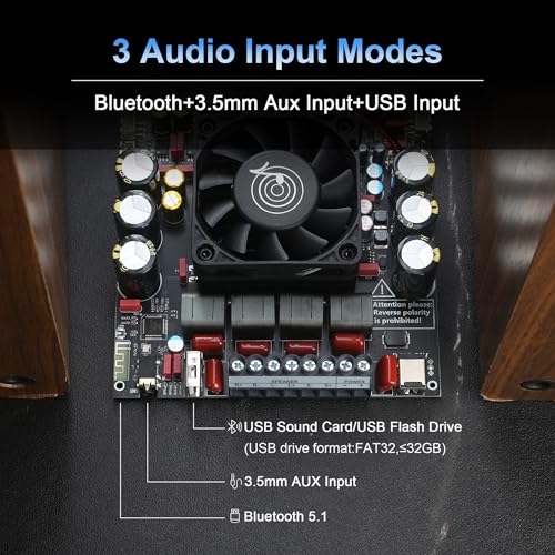 Image of ZK-AS21P Bluetooth Amplifier Board - 300W+300W+600W Output, 18-50V DC Wide Voltage Input, Vehicle Amplifier (External Potentiator)
