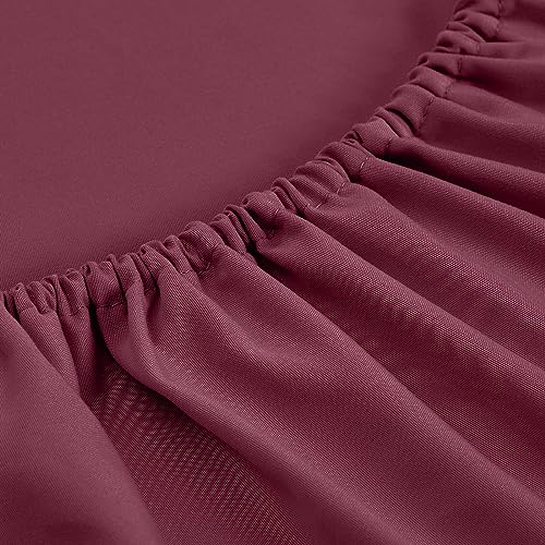 FreshCulture Full Fitted Sheets, Bulk Pack of 6, Deep Pocket, Soft Microfiber Bottom Sheets for Home, Salons, Hotels, Full Size Fitted Sheets Only (Burgundy)