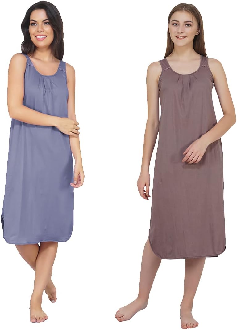 BLAZON Women's Cotton Hosiery Solid Maxi Nighty Slip (Pack of 2) Available Sizes: S, M, L, XL, 2XL, 3XL, 4XL, 5XL