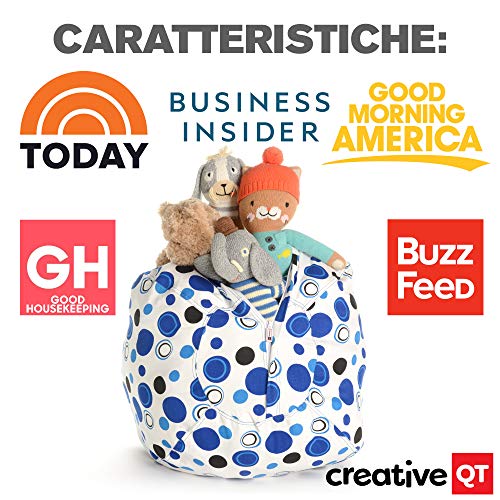 Creative QT Stuffed Animal Storage Bean Bag Chair - Toddler Size Stuff 'n Sit Organization for Kids Toy Storage - Available in a Variety of Sizes and Colors (27", Blue Polka Dot) - Thumbnail 2