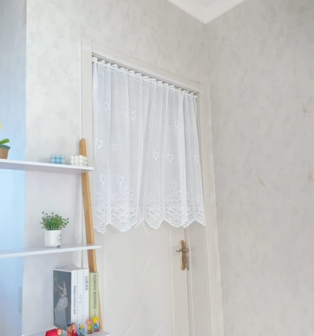 Zazdrostka, długa, żakardowa, koronkowa, bistro, haftowana, styl dworkowy, zasłona vintage, biała (szer. x wys. 208 x 150 cm), 1 sztuka