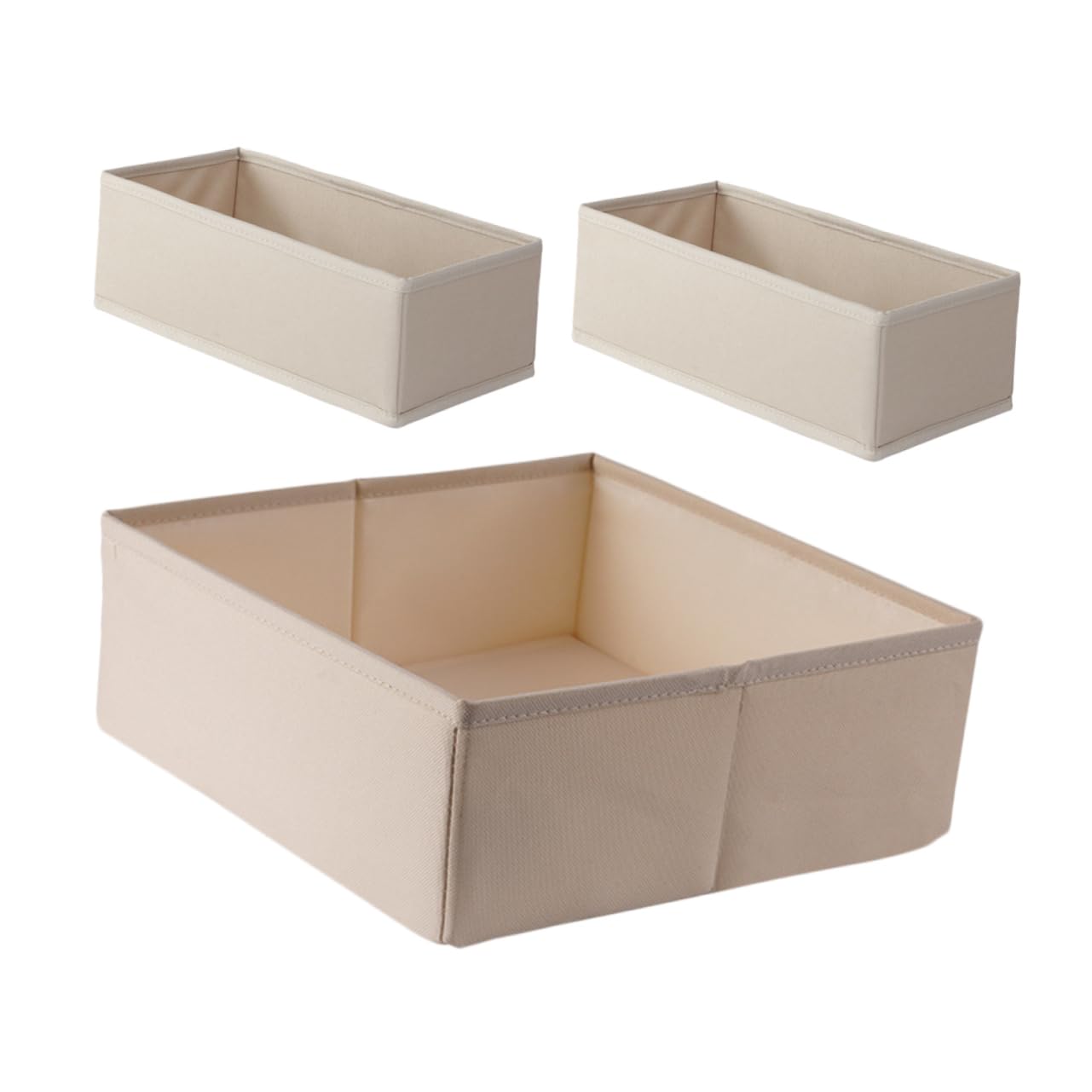 Set da 3 Scatole Organizer Beige per Biancheria Intima e Calze, per Cassetti e Armadi, Perfette per Auto e Casa Funzione di Organizzazione e Suddivisione