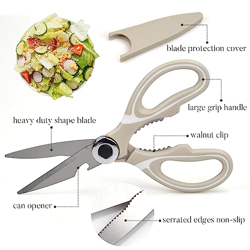 Miniatura 2 de Tijeras De Cocina Atopo, Acero Inoxidable, Caqui, Multiusos, Resistentes, Afiladas, Con Tapa, Para Carne, Pollo, Pescado, Nueces, Verduras, Hierbas, Abrebotellas