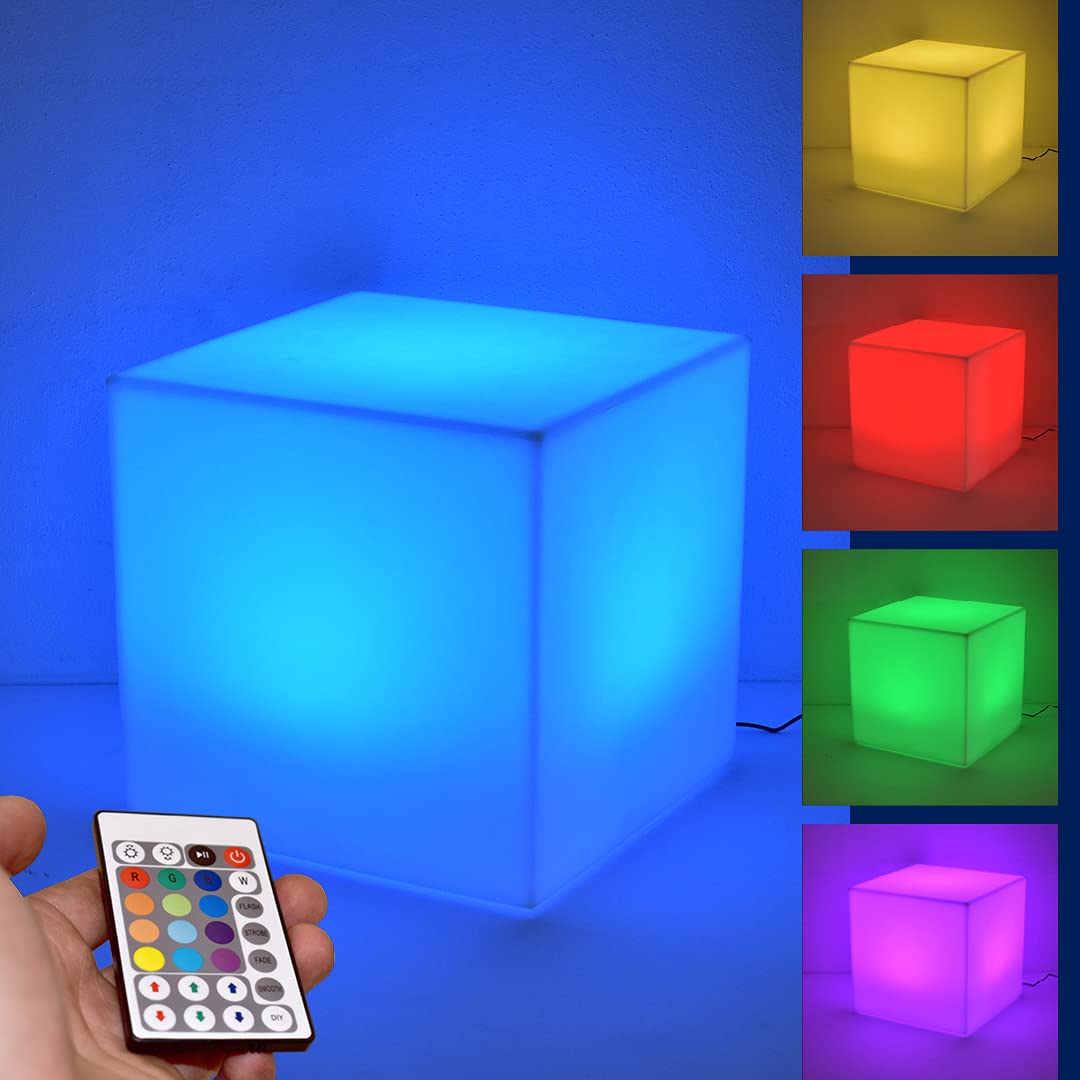 Danieli Cubo luminoso da giardino 40 cm Made in Italy | CUBE lampada da giardino in resina a LED multicolore con telecomando