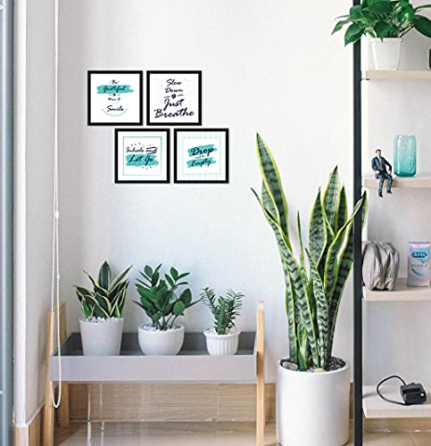 Image of ArtX Paper Inspirational Smile Quote Wall Art Painting, Framed Paintings For Home Office Decor 20 X 20 inches, 10.0 X 10.0 each, Multicolor Posters With Frame, Set of 4