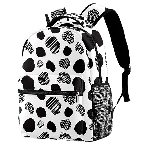 Sac à dos de voyage à pois noir et blanc pour fille et garçon 29x20x40 cm