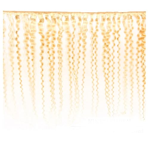 Miniatura 6 de Paquetes rubios 613 Kinkyc de cabello humano rizado, paquetes de cabello virgen brasileño sin procesar, 3 manojos rubios, extensiones de cabello