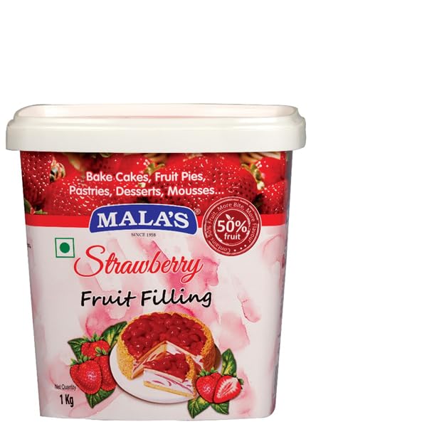 Mala's Strawberry Fruit Filling, 1kg Bucket - 50% Real Fruit, Versatile Gourmet Dessert Topping for Baking Cakes, Fruit Pies, Pastries, Mousses, and Cheesecakes-picture-10