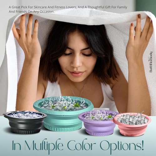 Image of Ice Face Bowl for Skin Care, Foldable Ice Water Bowl for Facial Dip, Reusable Cooling Bowl for Spa, Cold Therapy Bath Bowl for Beauty, Portable Ice Facial Bowl for Daily Skincare (Purple)