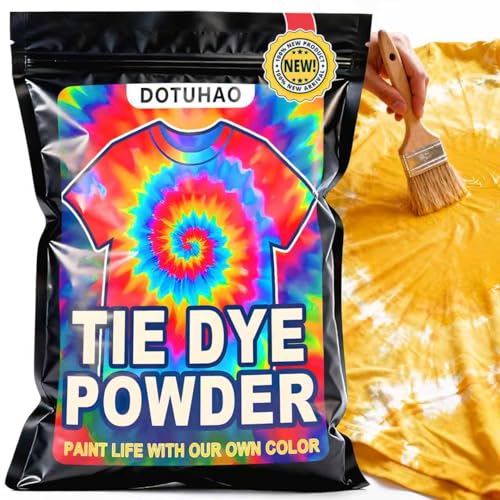 DOTUHAO Tie Dye Powder, Yellow Fabric Dye, Tie Dyes for Clothes, Creative Dyes for Clothes, Perfect for Arts & Crafts, DIY Fabric Art (Yellow, 2 OZ)