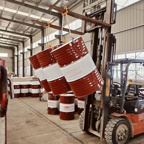 Sollevatore in acciaio legato 2200lb con catena 19in, ampio gancio di bloccaggio per barili di plastica in metallo, sollevamento orizzontale verticale sicuro per la logistica del magazzino della gru d