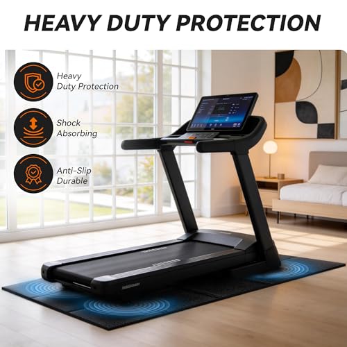 Image of Treadmill Mat for Carpet &Hardwood Floors, 79 inch x 39.4 inch 0.25 inch Thick High Density, Non-Slip Fitness Equipment Mat, Mat for Under Treadmills, Elliptical, Exercise Bikes, Stationary Cycles