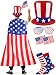 BOARDFEB Patriotic Costume Accessories Set, American Flag Cape Uncle Sam Hat 4TH of July Outfits for Independence Day Memorial Day Party Favor 250th Anniversary