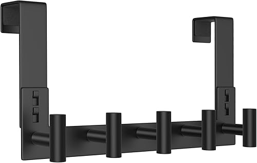 WUIVIUT Ganchos para colgar sobre la puerta, gancho de baño resistente para ropa, abrigo (5 ganchos, se adapta a 1-34 pulgadas de grosor)