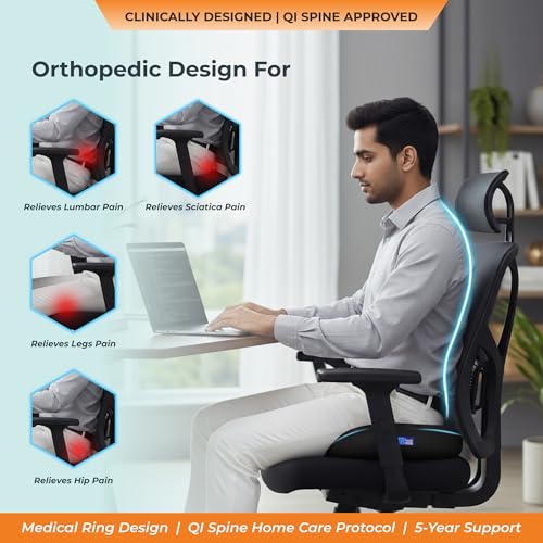 Image of Donut Pillow for Tailbone Pain | 5-Year Warranty | Coccyx Cushion for Hemorrhoids, Piles, Fistula, Sciatica, Pregnancy Pain | Car Seat Cushion for Office Chair | Orthopedic Ring Pillow | Up to 100 Kgs