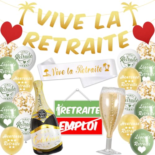 Décoration Retraite,Banderole Retraite,Ballon retraite,Vive La retraitE,Deco RetraitE,Cadeau REtraite Femme Homme