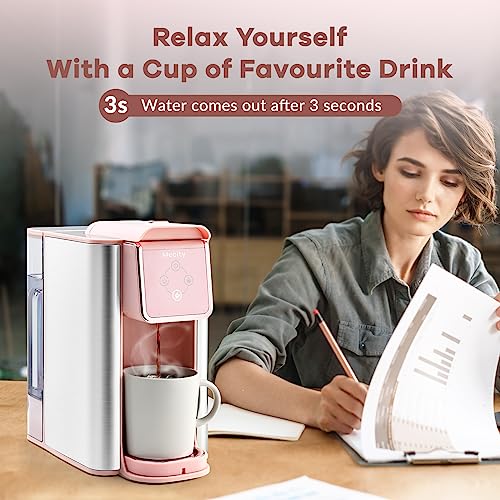 Mecity Pink Coffee Maker 3-In-1 Single Serve Coffee Machine, For K-Cup Coffee Capsule, Ground Coffee, Loose Tea, 6 To 10 Ounce Cup, Removable 50 Oz Water Reservoir, 120V 1150W #TOP3