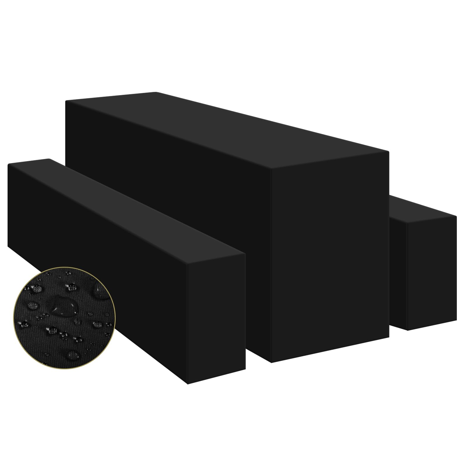 YMHPRIDE 3er-Set Schwarz Biertischhussen Bierbankhusse und Tischdecken, 50 cm Tischbreite,Wasserdicht Bierzeltgarnituren 220 x 50 x 70 cm für Gartenbankett-Gartenmöbel.（3-teiliges Set）