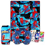 Spiderman Travel Blanket and Pillow Set - Bundle with Spiderman Blanket, Pillow, Stickers, More | Spiderman Travel Accessories for Kids