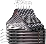 Perchas de madera de calidad – Juego de 80 perchas ligeramente curvadas – Perchas de madera maciza con elegantes ganchos cromados, para ropa, chaqueta, camisa, pantalones, perchas para traje