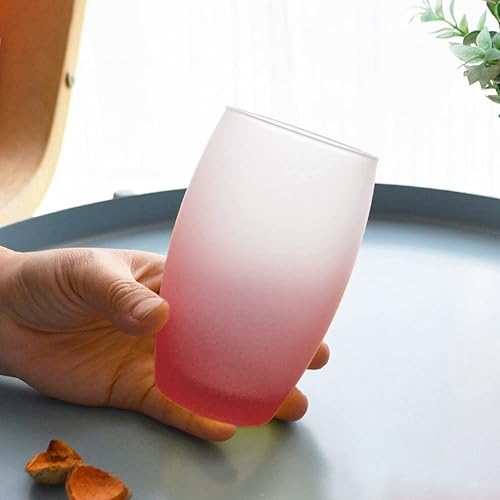 Miniatura 6 de Renococo Juego de vasos de vidrio coloridos de 2 vasos de 12 onzas, vasos altos de color degradado para agua, jugo y cócteles, cristalería de bar,