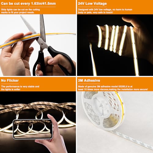 Tira LED COB PAUTIX 4000K 10m Regulable Luz Blanca Natural miniatura 5