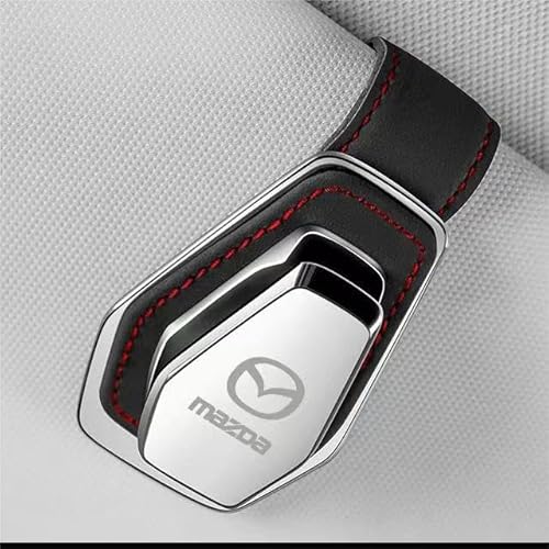 マツダ 車 サングラスホルダー CX-3/CX-4//CX-5/CX-8/アテンザ/アクセラ/デミオ 全シリーズ対応 車サンバイザー メガネクリップ 車メガネクリップ メガネホルダー サングラスクリップ サングラス収納 用専車ロゴ (黒, マツダ) [並行