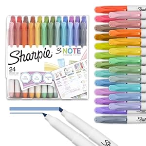 Sharpie S-Note Creative Markers, Pastel Highlighters, Art Marker Set, Assorted Colors, Chisel Tip, 24 Count – School, Home, and Office Use, Teacher Supplies