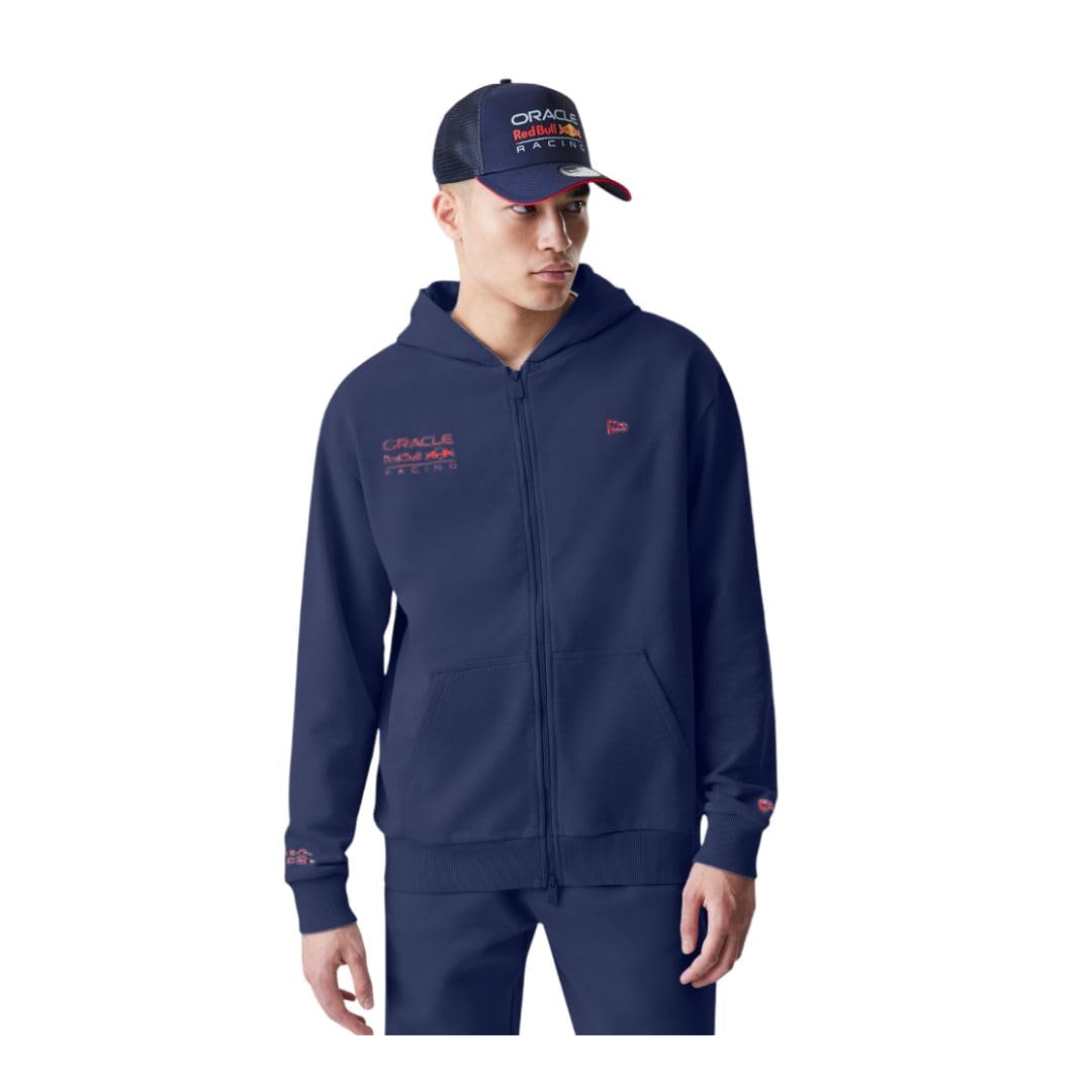 New Era Red Bull Racing F1 Team Official Formula 1 Oversized Zip Hoodie Navy/Red, Blue, L