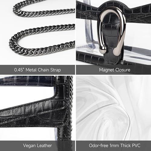 Image of Joryin Women's Stadium Approved Crossbody Bag for Women, Small Clear Bag Shoudler Purse with Chain Strap