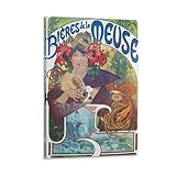 Poster Lady Girl Bieres De La Deuse Paris France par Alphonse Mucha - Impression sur toile - Décoration murale moderne - 60 x 90 cm