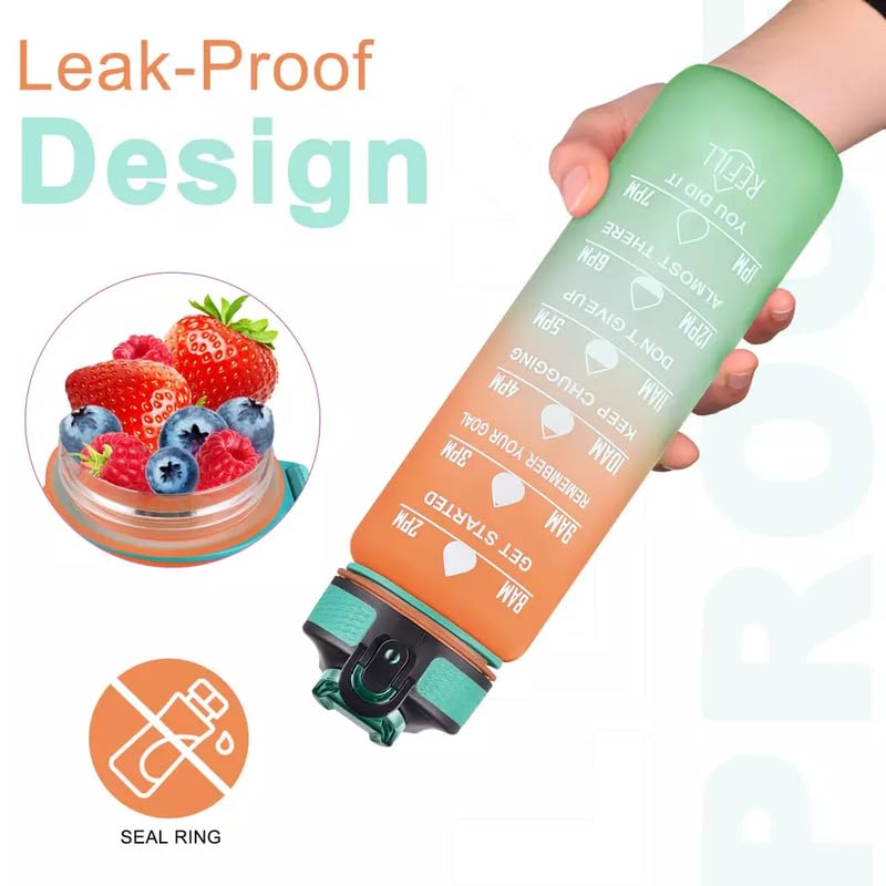 Image of CASPIAN / / / Water Bottles Sipper Bottle For Adults, Kids,Unbreakable Motivational Water Bottle Time Mark Sipper With Straw & Time For Gym Office School Home Water Bottle for Kids - Tiranga