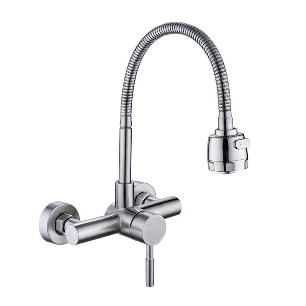 Robinet de cuisine encastré mitigeur mural inox 304 eau chaude froide
