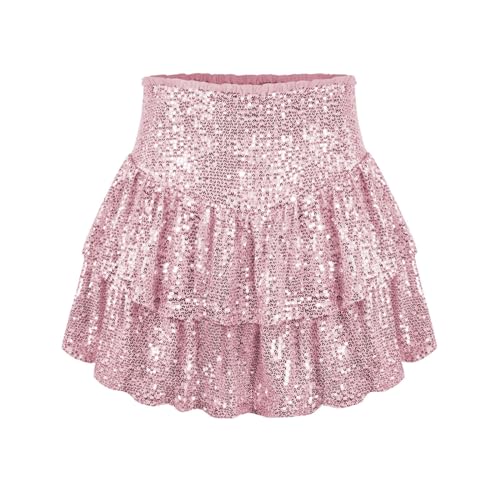 Jupe plissée extensible marron à perles pour femmes taille XS