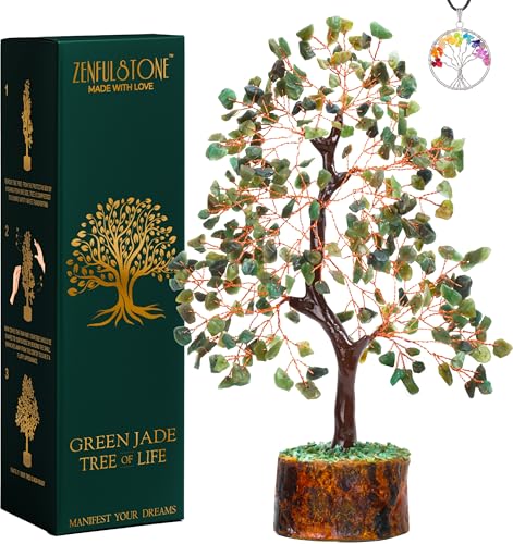 ZENFULSTONE Green Jade Crystal Tree of...