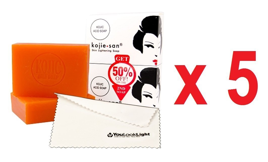 Kojie San Skin Brightening Soap - Bundle Pack - Original Kojic Acid, Dark Spot Remover Bar Soap with Coconut & Tea Tree Oil, 65g x 10 Bars